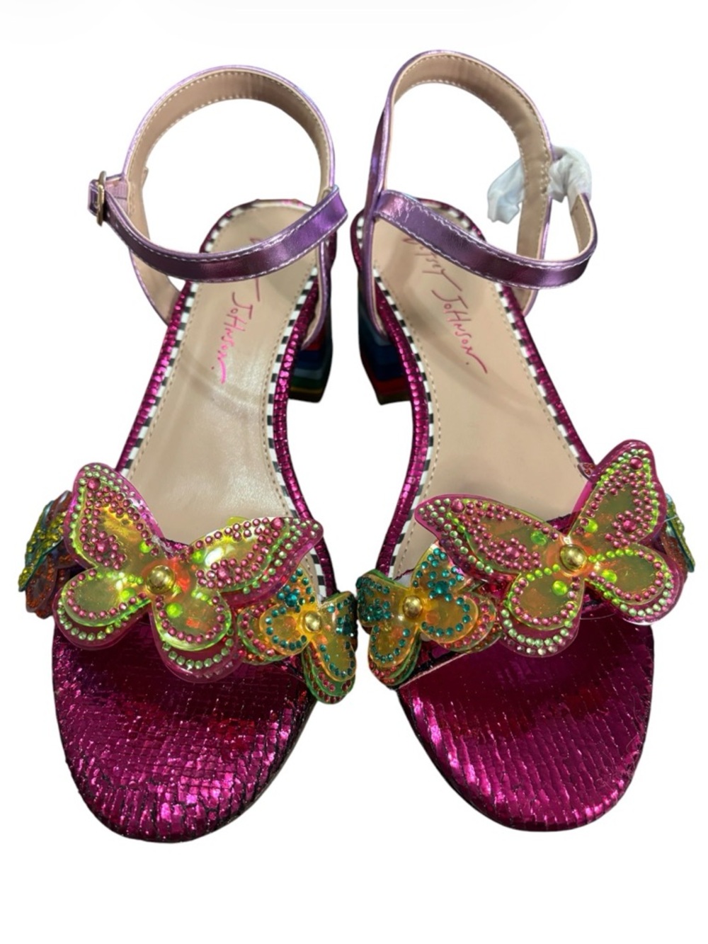 Betsey Johnson Rainbow Heel Butterfly Guner Sandals NWOT Sz 7